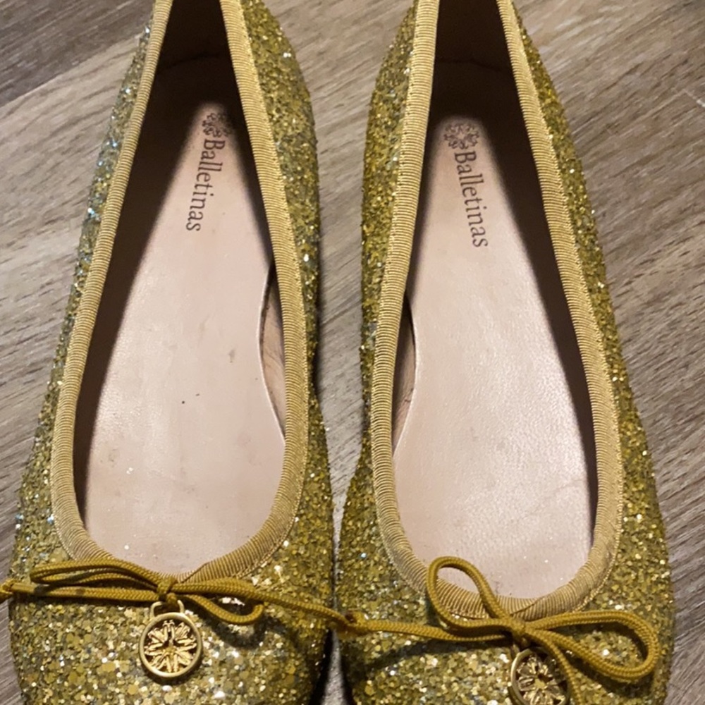 Sparkly gold ballet flats - Picture 3 of 4